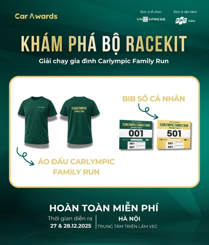 Bộ racekit của giải chạy Carlympic.