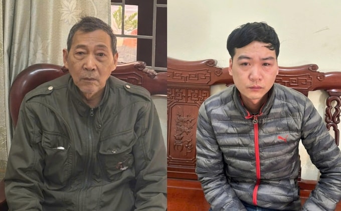 Trần Quốc Lương (trái) và và bố đẻ là Trần Nhật Hòa. Ảnh: Công an cung cấp