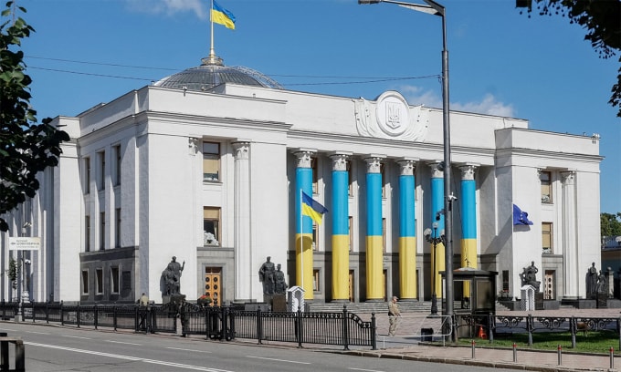Tòa nhà quốc hội Ukraine ở thủ đô Kiev ngày 24/8. Ảnh: Reuters