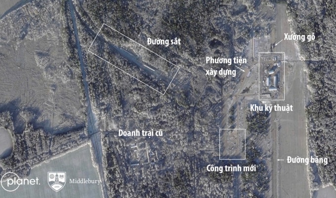 Ảnh chụp vệ tinh ngày 16/11 căn cứ không quân cũ của Belarus ở Krichev, có thể là nơi triển khai tên lửa Oreshnik. Ảnh: Reuters