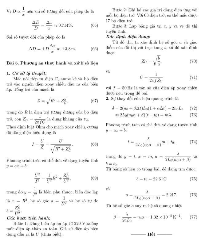 Gợi ý giải đề Vật lý thi học sinh giỏi quốc gia ngày 2 - 5
