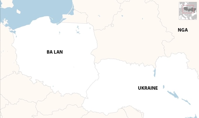 Vị trí Ba Lan, Nga và Ukraine. Đồ họa: FT