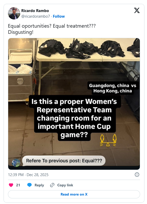 Bài đăng của HLV Ricardo Rambo trên mạng xã hội X.