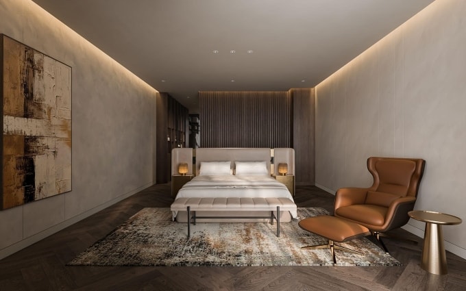 Không gian nghỉ ngơi thoáng đãng, được thiết kế tối giản. Ảnh: Gamuda Land Việt Nam