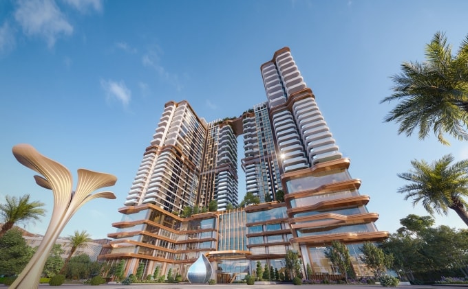 Tầm nhìn thu trọn phố cổ và sông Hồng từ bể bơi gia đình.. Ảnh: The Rey Edition