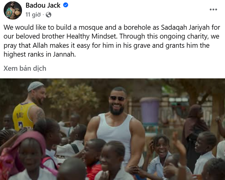Badou Jack đăng tải bài viết chia buồn trước sự ra đi của Latif Ayodele.
