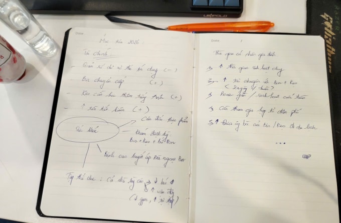 To-do list năm 2026 của chị Ngọc Anh, trong đó mục tiêu sức khỏe được khoanh tròn. Ảnh: Văn Hà