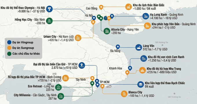 Các đại dự án bất động sản được triển khai năm 2025.