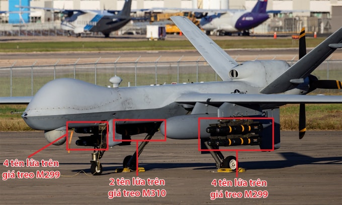 UAV MQ-9 của Mỹ mang 10 tên lửa chống tăng AGM-114 tại sân bay Rafael Hernandez, Puerto Rico ngày 26/12. Ảnh: Reuters