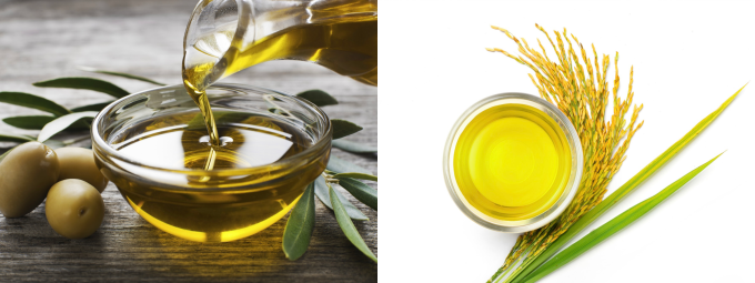 Dầu ô liu nguyên chất và dầu gạo lứt được các tổ chức y tế, dinh dưỡng quốc tế đánh giá cao. Ảnh: Shutterstock