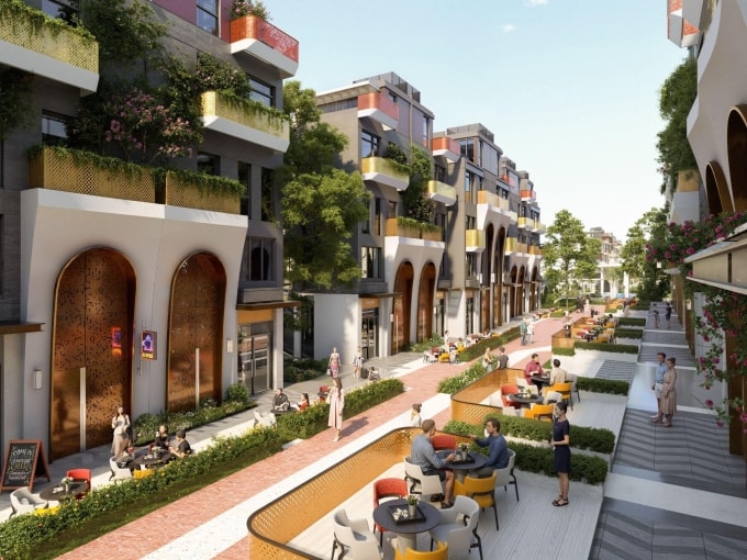 Khu vực shophouse phục vụ nhu cầu mua sắm giải trí. Ảnh: CĐT