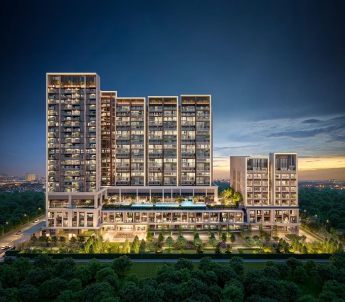 Phối cảnh phân khu chung cư Parc Régent thuộc đô thị ParkCity Hanoi. Ảnh: