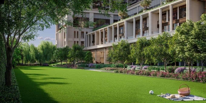 Phối cảnh không gian xanh tại phân khu Parc Régent. Ảnh: ParkCity Hanoi