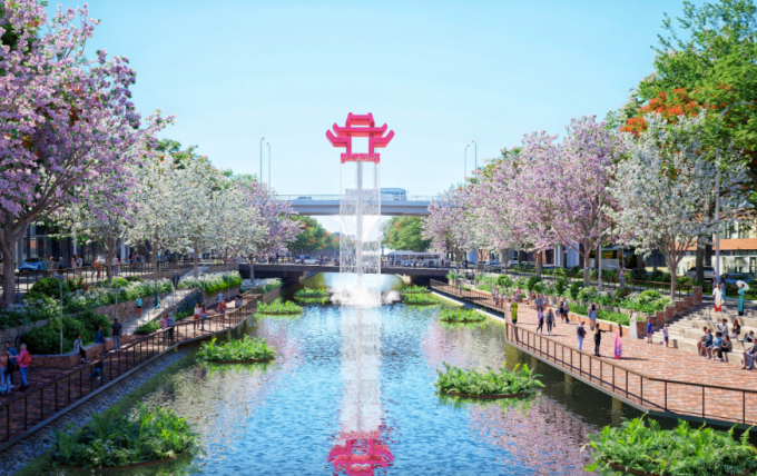 Phối cảnh đoạn sông thuộc phân khu giải trí và thể thao.