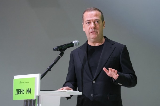 Phó chủ tịch Hội đồng An ninh Nga Dmitry Medvedev phát biểu tại một sự kiện gần Moskva hồi tháng 9. Ảnh: AFP