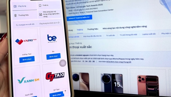 Cổng bình chọn chương trình Chung kết Tech Awards 2025. Ảnh: Thái Anh