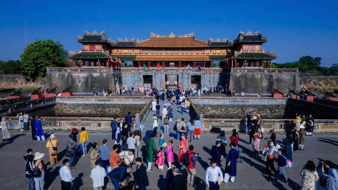 Ngọ Môn sáng 1/1. Ảnh: Trung tâm bảo tồn di tích cố đô Huế