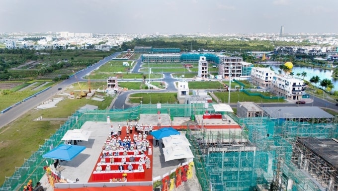 Sự kiện cất nóc dự án nhà ở Xã hội EHomeS tại Nam Long II Central Lake. Ảnh: Nam Long