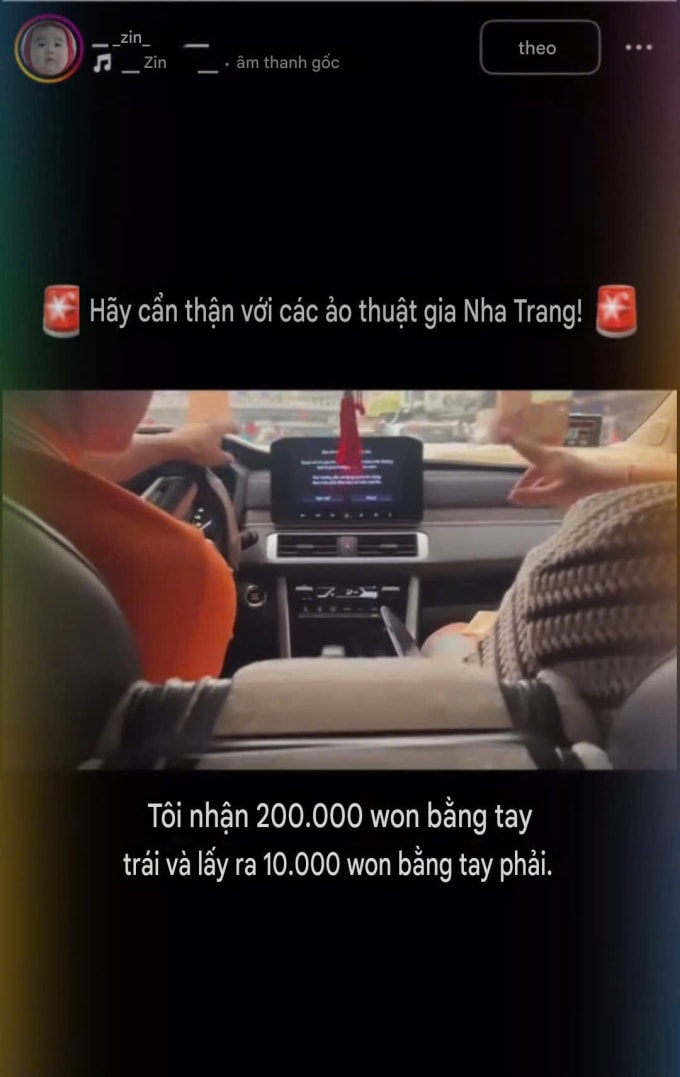 Cảnh tài xế đánh tráo tiền của khách. Ảnh: Cắt từ video