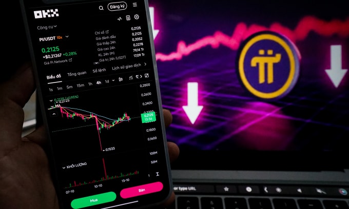 Giá Pi Network xuống đáy mới ngày 10/10, hiện ở mức 0,21 USD. Ảnh: Duy Phong