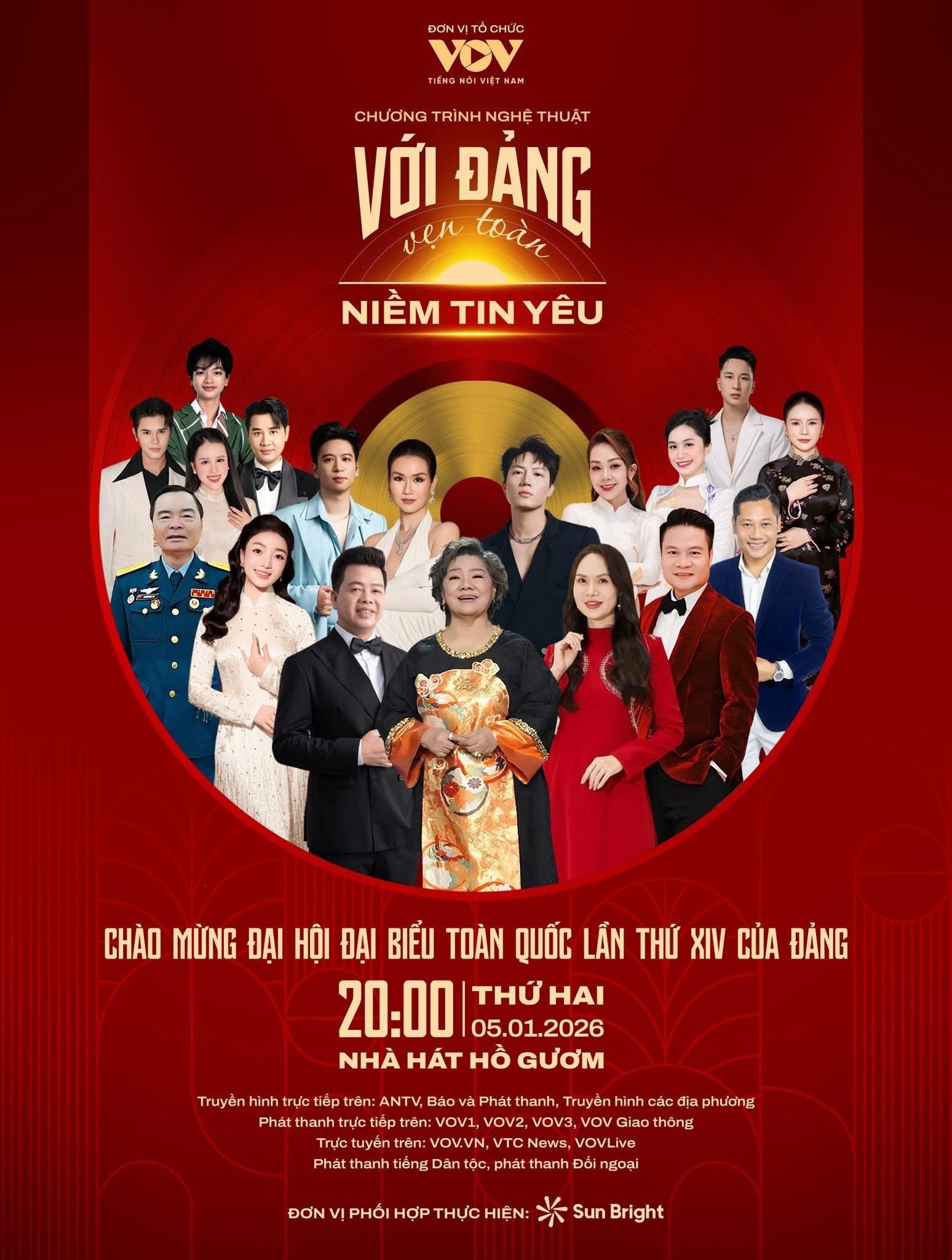 Các ca khúc trong chương trình sẽ được thể hiện bởi nhiều giọng ca nổi tiếng như NSND Thanh Hoa, NSND Mai Hoa, NSƯT Đăng Dương, NSƯT Hoàng Tùng, Phạm Thu Hà, Võ Hạ Trâm, Anh Tú...