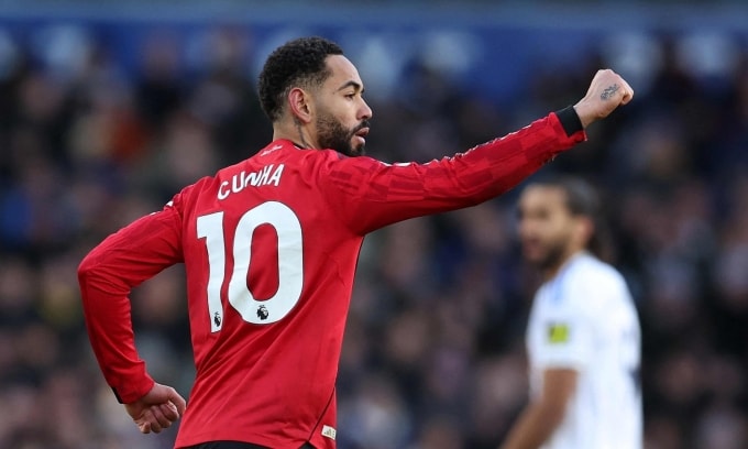 Matheus Cunha mừng bàn gỡ hòa cho Man Utd trước Leeds trên sân Elland Road, thành phố Leeds, hạt Tây Yorkshire, Vương quốc Anh, vòng 20 Ngoại hạng Anh ngày 4/1/2026. Ảnh: Reuters