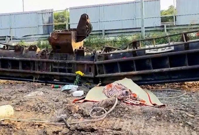 Hiện trường vụ tai nạn lao động. Ảnh: Thái Hà