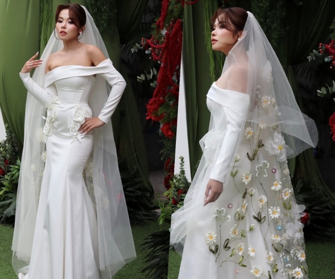 Cô dâu cho biết hài lòng khi nhìn thấy chiếc đầm, tự tin mặc trong ngày cưới.