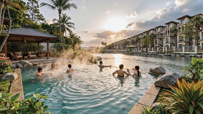 Mô hình khoáng nóng được đưa vào khu đô thị Alluvia City. Ảnh: Xuân Cầu Holdings