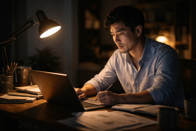 Thức khuya lâu ngày ảnh hưởng đến sức khỏe trái tim. Ảnh tạo bởi AI