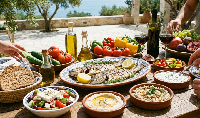 Chế độ ăn Địa Trung Hải ưu tiên chất béo lành mạnh. Ảnh: AI