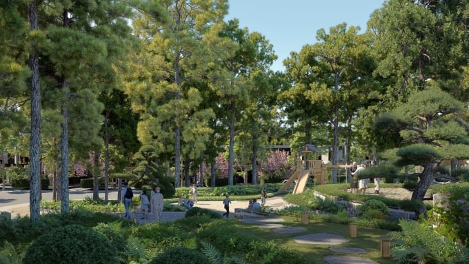 Cảnh quan nhiều cây xanh tại dự án. Ảnh: CĐT