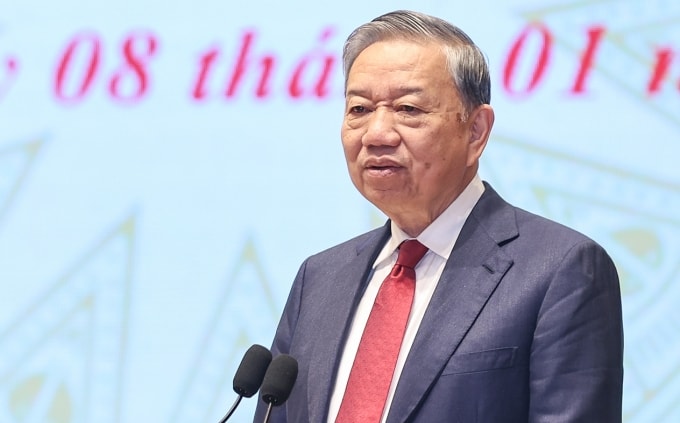 Tổng Bí thư Tô Lâm phát biểu sáng 8/1. Ảnh: Nhật Bắc