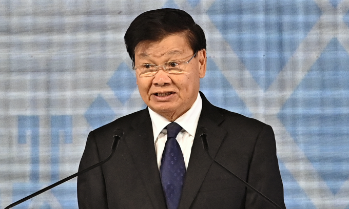 Tổng Bí thư Lào Thongloun Sisoulith phát biểu tại Vientiane tháng 10/2024. Ảnh: AFP