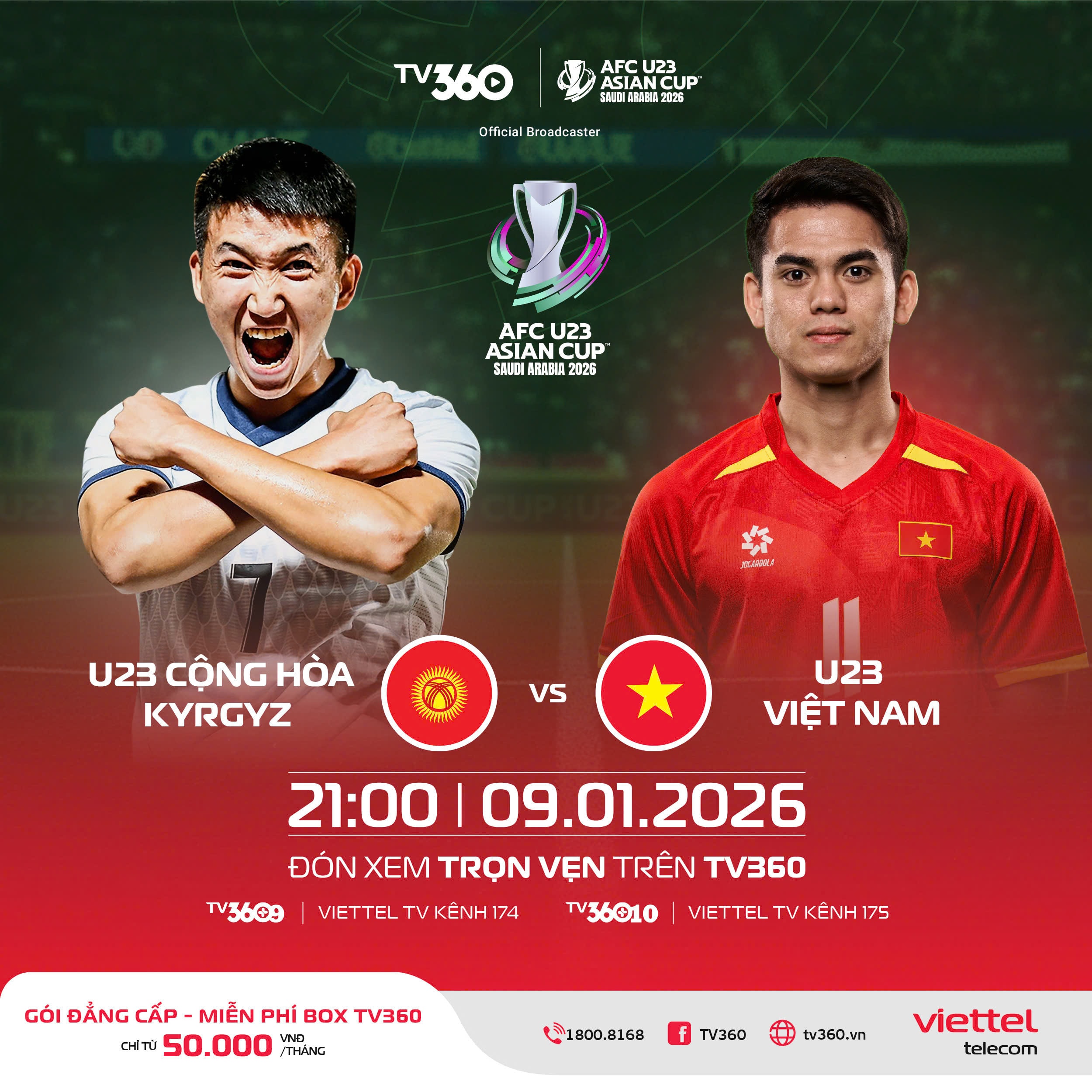 U23 Việt Nam đấu với U23 Kyrgyzstan ở lượt trận thứ hai giải U23 châu Á 2026.