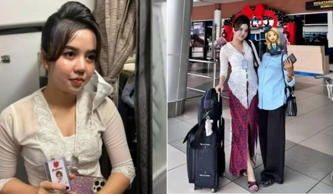 Nisa trong trang phục Batik Air và sử dụng thẻ giả. Ảnh: TRP