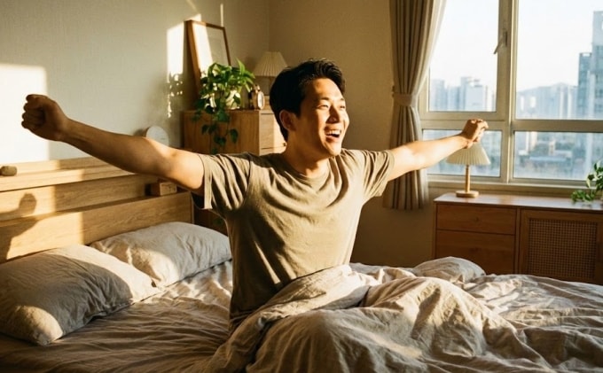 Nồng độ testosterone nam giới đạt mức cao nhất vào buổi sáng sớm, ngay sau khi thức dậy. Ảnh được tạo bởi AI