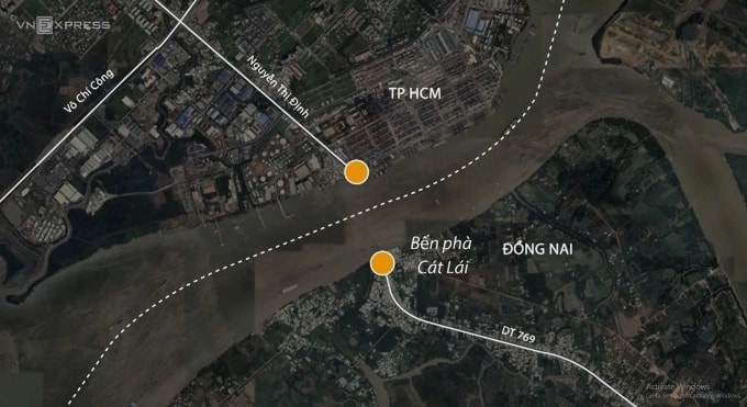 Vị trí dự kiến xây cầu Cát Lái. Ảnh: Thái Hà