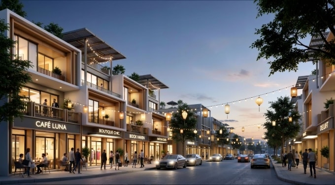 Phối cảnh phân khu thấp tầng tại đảo Nam dự án Charmora City. Ảnh: Sun Property