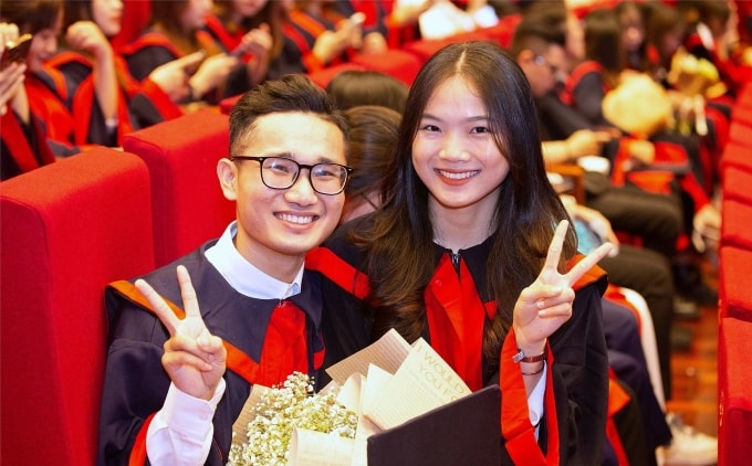 Cự sinh viên Đại học Công nghiệp Hà Nội trong lễ tốt nghiệp. Ảnh: HaUI