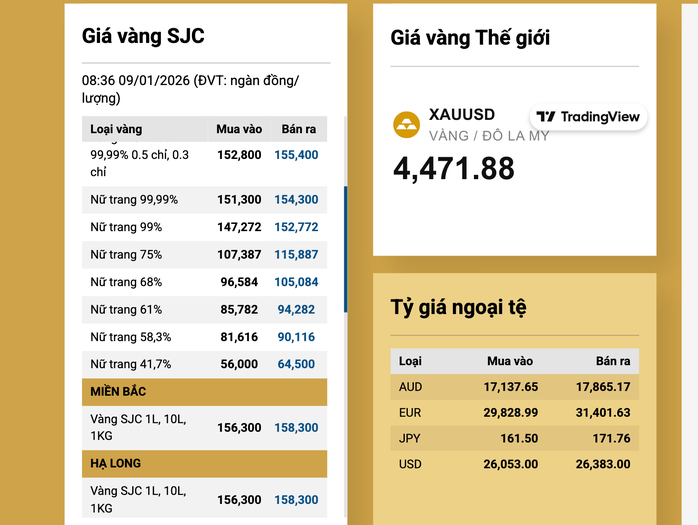 Giá vàng SJC và vàng nhẫn tăng trở lại sáng 9 - 1 - Ảnh 3.