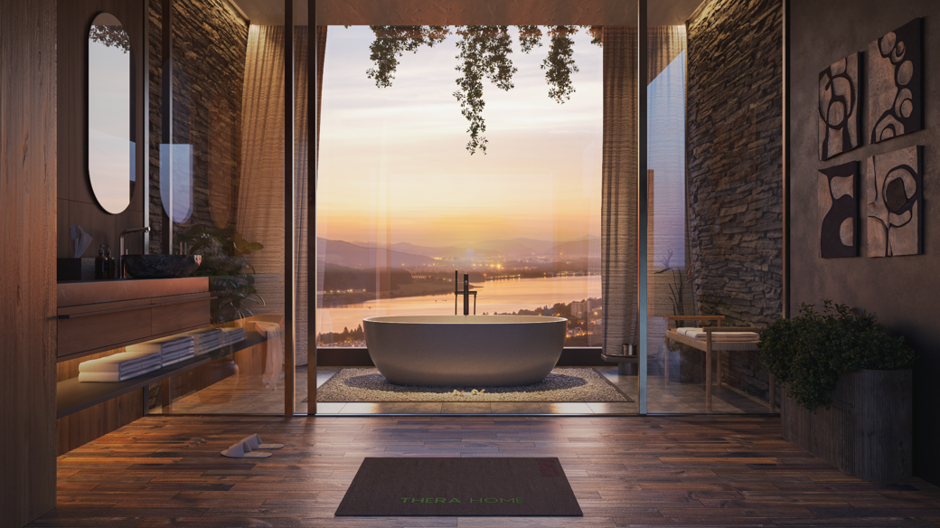 Không gian căn hộ trị liệu tích hợp khoáng nóng tại Thera Home.