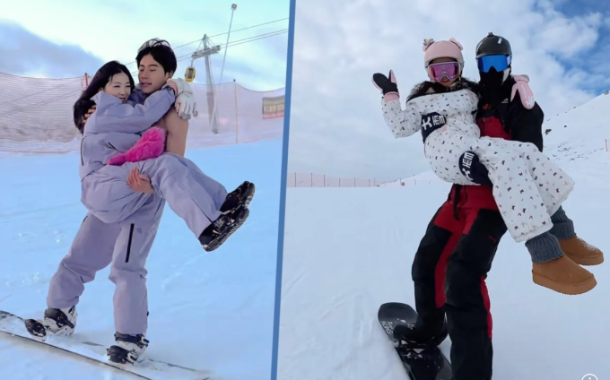 Nhiều khách hàng nữ trải nghiệm dịch vụ bế trượt tuyết mừng sinh nhật. Ảnh: Sina.com