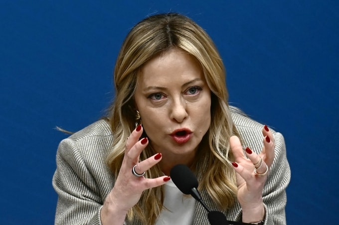 Thủ tướng Italy Giorgia Meloni tại cuộc họp báo ở Rome ngày 9/1. Ảnh: AFP