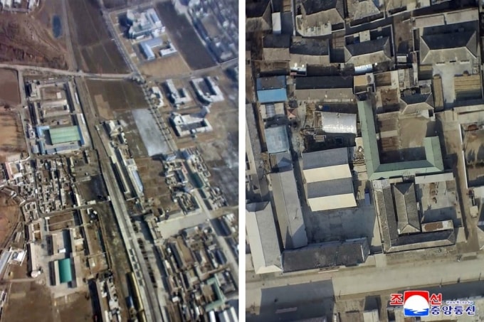 Hình ảnh các tòa nhà ở Triều Tiên được cho là do drone Hàn Quốc ghi lại. Ảnh: KCNA