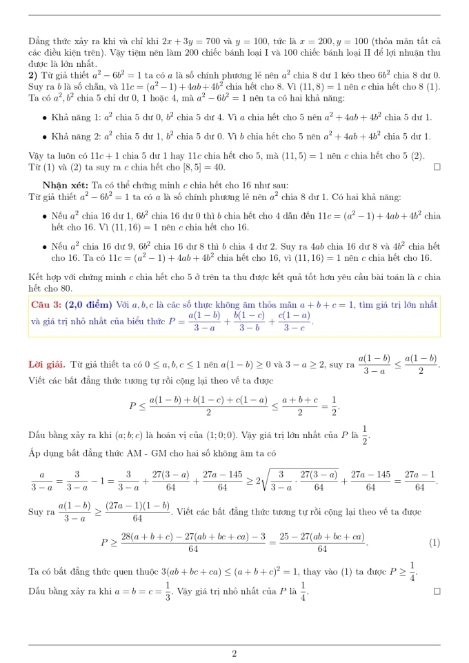Đề và lời giải môn Toán lớp 9 thi học sinh giỏi thành phố Hà Nội - 2