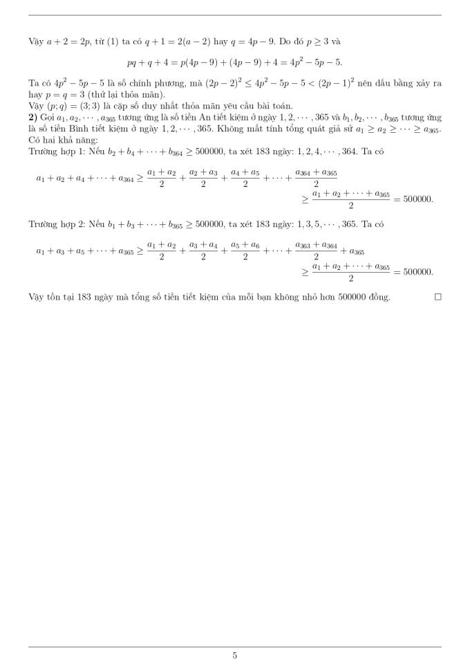 Đề và lời giải môn Toán lớp 9 thi học sinh giỏi thành phố Hà Nội - 5
