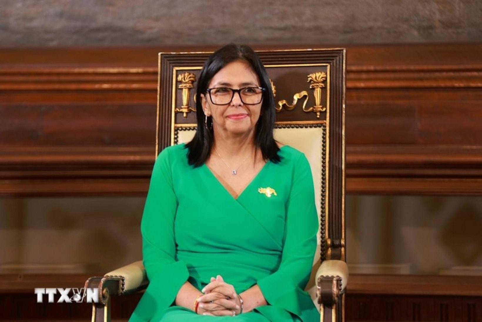 Tổng thống lâm thời Venezuela Delcy Rodríguez. (Ảnh: THX/TTXVN)
