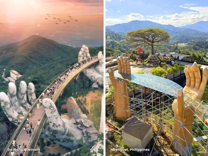 Công trình gây tranh cãi ở Philippines vì có thiết kế giống Cầu Vàng ở Đà Nẵng. Ảnh: Patrick Marrero Tapang Jr