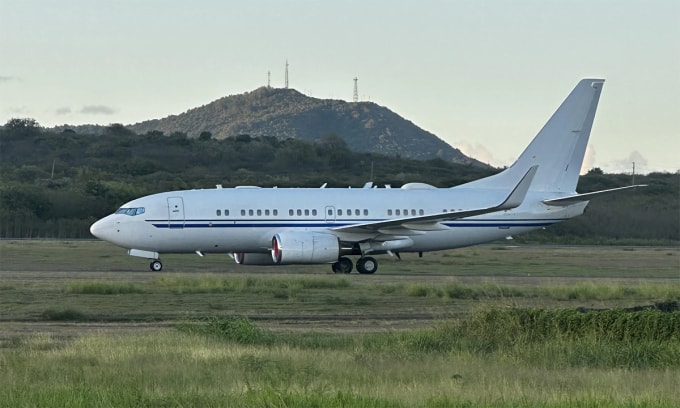 Máy bay được cho là Boeing 737 cải tiến của quân đội Mỹ tại sân bay St. Croix ở Quần đảo Virgin thuộc Mỹ tháng 9/2025. Ảnh: Reddit/Chippersworld1
